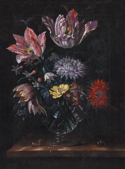 A Glass Vase With Flowers av Jacob Marrel