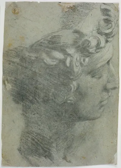 Study after the head of Michelangelo’s ‘Giuliano de’Medici’ von Jacopo Tintoretto