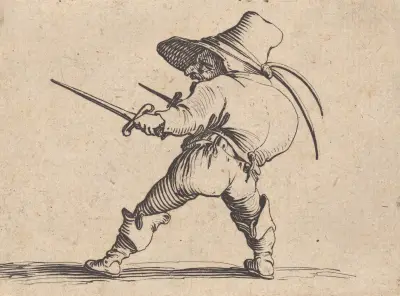 Le duelliste a l’épée et au poignard av Jacques Callot