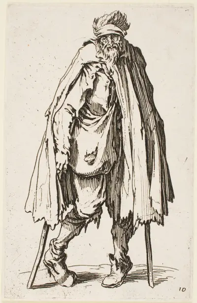 The Beggar on Crutches Carrying a Sack av Jacques Callot