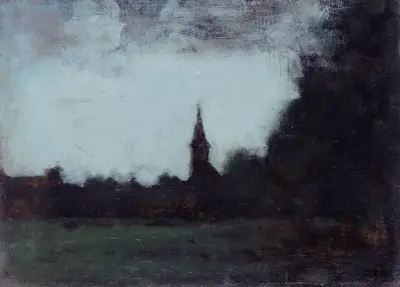 Paysage d’Alsace, le clocher de Bernwiller av Jean-Jacques Henner