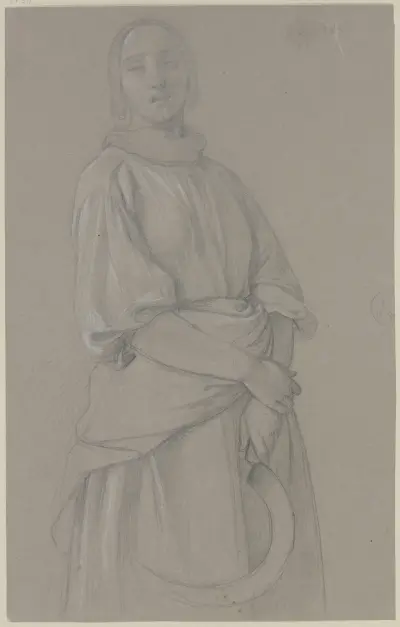 A female reaper with a scythe von Jakob Becker