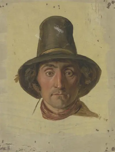 Farmer with a high hat von Jakob Becker