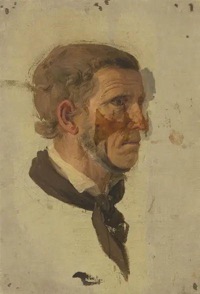 Kopfstudie eines Bauern im Profil von Jakob Becker