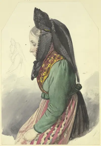Peasant girl to the left von Jakob Becker