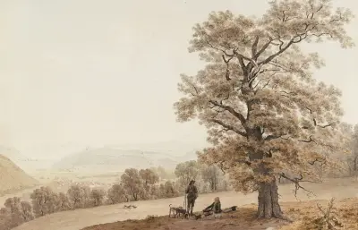 Blick auf die Talsenke von Schinznach im Kanton Aargau av Johann Jakob Biedermann