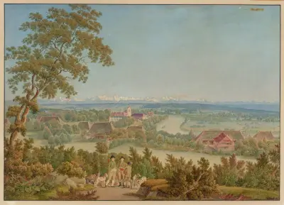 Gottstatt, Kloster, von Nordwesten av Johann Jakob Biedermann