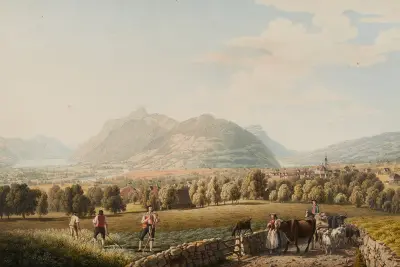 Vue du Bourg de Schwitz av Johann Jakob Biedermann