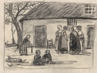Women and Children at the Farm av Jakob Smits