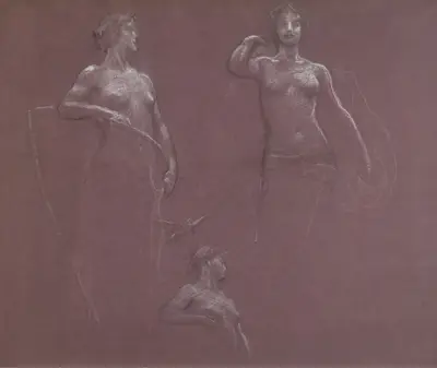 Studies for Ceres and Juno in ‘Prospero Summoning Nymphs and Deities’ von Herbert James Draper