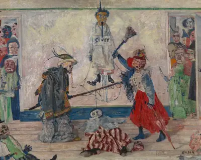 Skeletons Fighting over the Body of a Hanged Man av James Ensor
