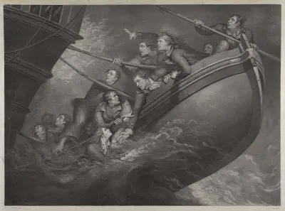 Capt. Englefield with Eleven of his Crew Saving Themselves in the Pinnace, from the Wreck of the Centaur, of 74 Guns, Lost Sept. 1782, James Northcote