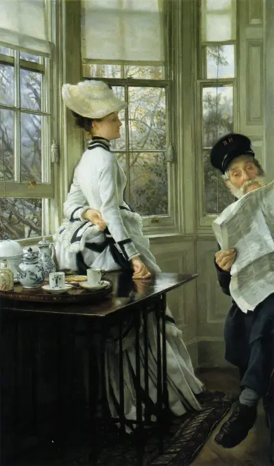 Reading the News av James Tissot