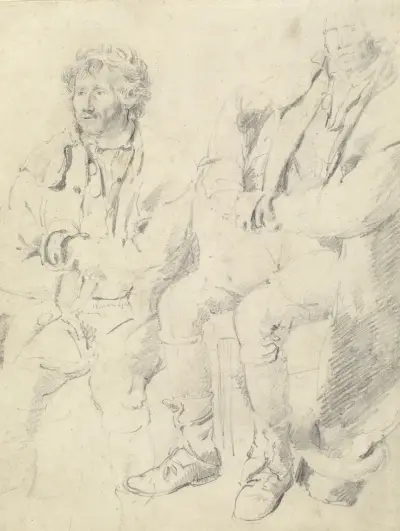 Two Studies of a Seated Man av James Ward