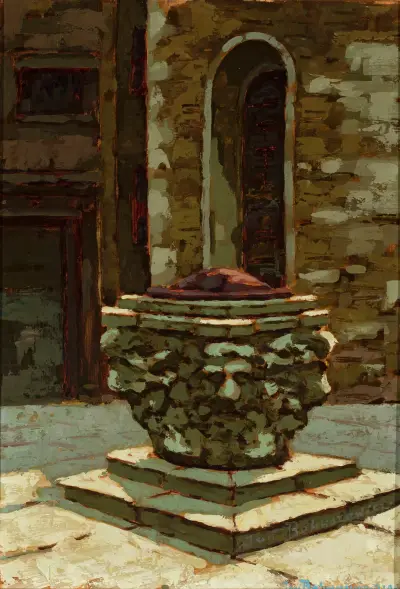 Kleiner Brunnen in Venedig im Sonnenschein von Jan Bohuszewicz