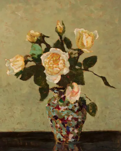 Teerosen und Blumenvasen aus Murano von Jan Bohuszewicz