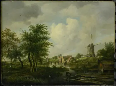 De vervallen wal te Amsterdam met de Weteringpoort, gezien over de Buitensingel von Jan Hulswit