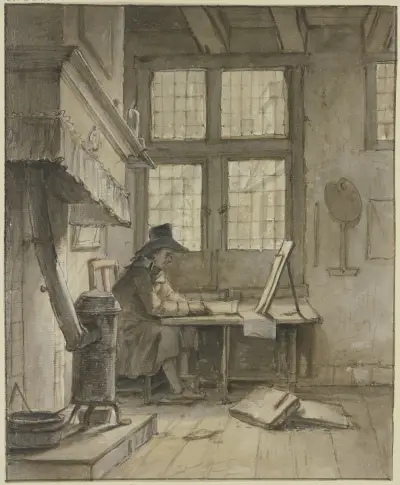 Ein Maler in seinem Atelier (Selbstbildnis) von Jan Hulswit