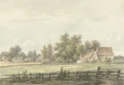 Landschap met boerderij von Jan Hulswit