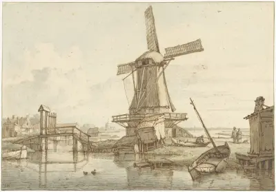 Landschap met windmolen von Jan Hulswit