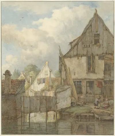 Vervallen huizen aan het water von Jan Hulswit