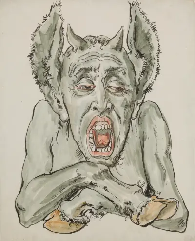 Bust of the devil with an open mouth av Jan Matejko