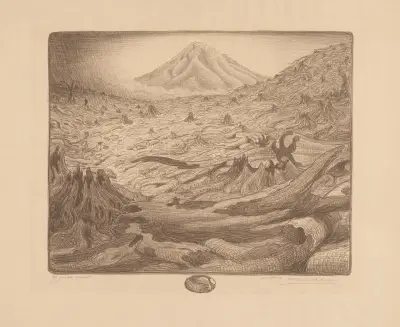 Het gevelde woud. Idjèn-plateau av Wijnand Otto Jan Nieuwenkamp