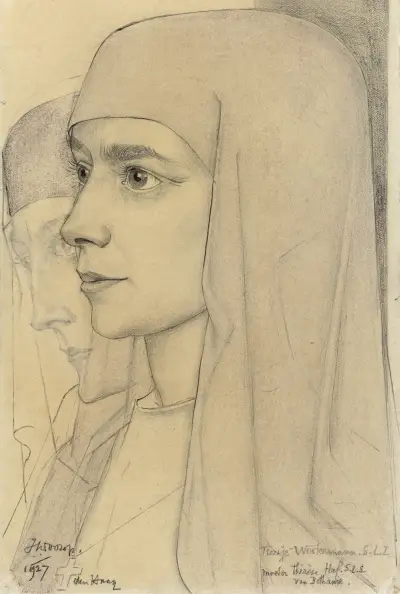 Portret van Treesje Westermann, Moeder Thérèse Huf van Bethanië av Jan Toorop