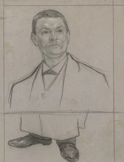 Portret en voeten van de ober Johan uit de Poort van Cleve av Jan Veth