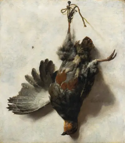 Dead Partridge Hanging from a Nail av Jan Weenix