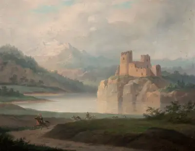 Ruins of the castle in Czorsztyn av January Suchodolski
