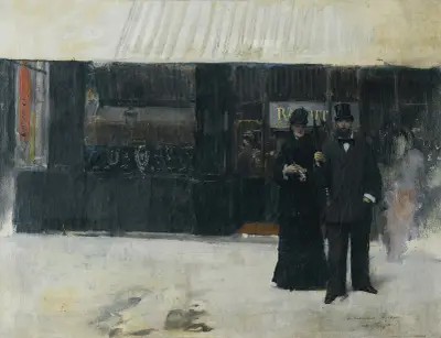 Couple devant une bijouterie von Jean Béraud