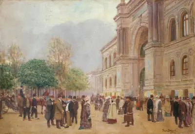 La sortie du Salon, au Palais de l’Industrie von Jean Béraud