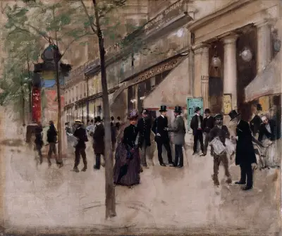 Le boulevard Montmartre, devant le théâtre des Variétés, l’après-midi von Jean Béraud