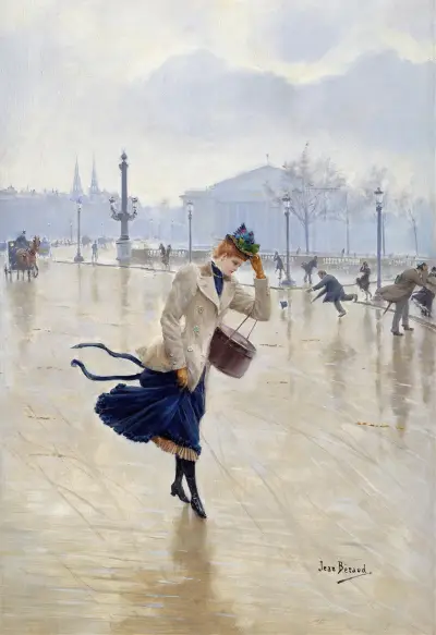 Windy Day, Place De La Concorde von Jean Béraud