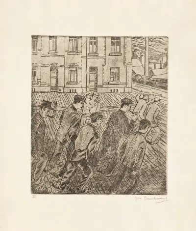 Arbeiders op straat av Jean Brusselmans