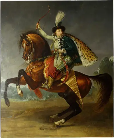 Equestrian portrait of prince Boris Yusupov av Antoine-Jean Gros
