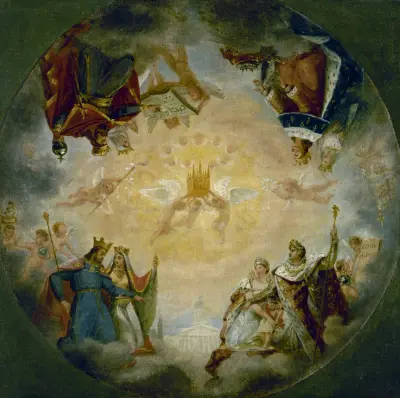 Gloire des dynasties royales et impériales devant sainte Geneviève av Antoine-Jean Gros