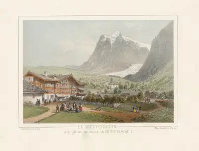 Le Wetterhorn et le glacier supérieur du Grindelwald von Jean Jacottet