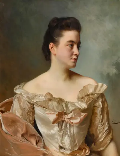 Portrét dámy v růžovém, Gustave Jean Jacquet