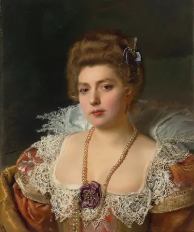 Portrét ženy s perlami, Gustave Jean Jacquet
