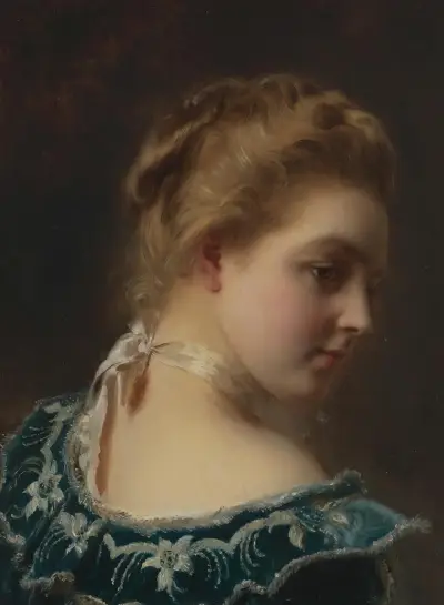 Mladá krasavice v zelených šatech, Gustave Jean Jacquet