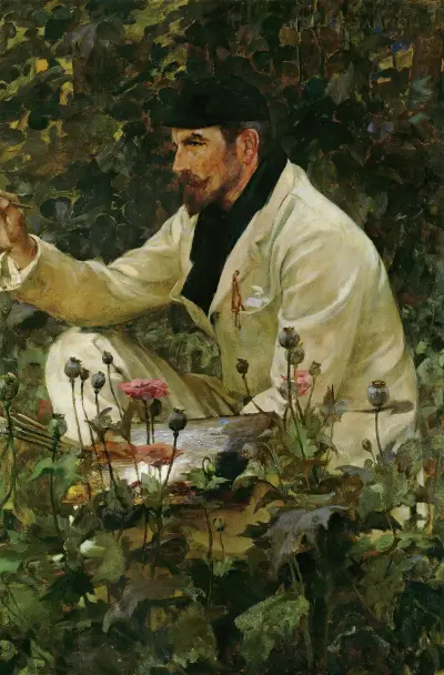 George Hitchcock pracující ve své zahradě v Egmondu, James Jebusa Shannon