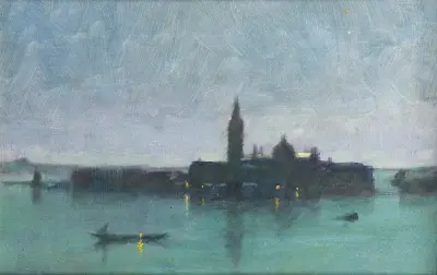 San Giorgio Maggiore z laguny za měsíčního svitu, Benátky, James Jebusa Shannon
