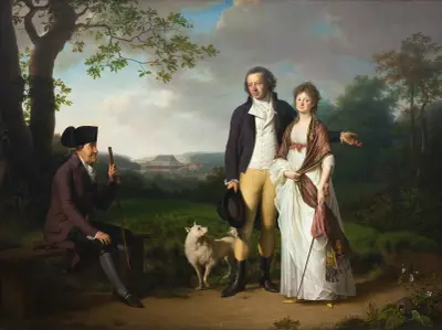Niels Ryberg with his Son Johan Christian and his Daughter-in-Law Engelke, née Falbe av Jens Juel