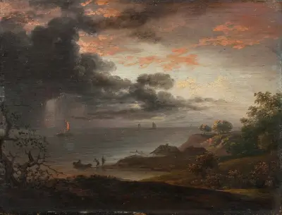 Tordenregn nedstyrtende i havet av Jens Juel