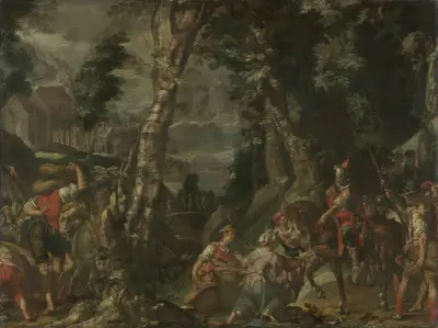 Meeting between David and Abigail av Joachim Wtewael