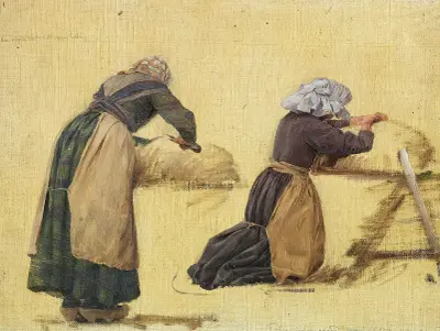 Dvě ženy stříhají ovce. Studie, Joakim Skovgaard