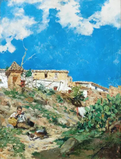 Pejzaż z postacią w Sagunto, Valencia, Joaquín Sorolla