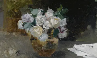 Zátiší s bílými růžemi, Joaquín Sorolla